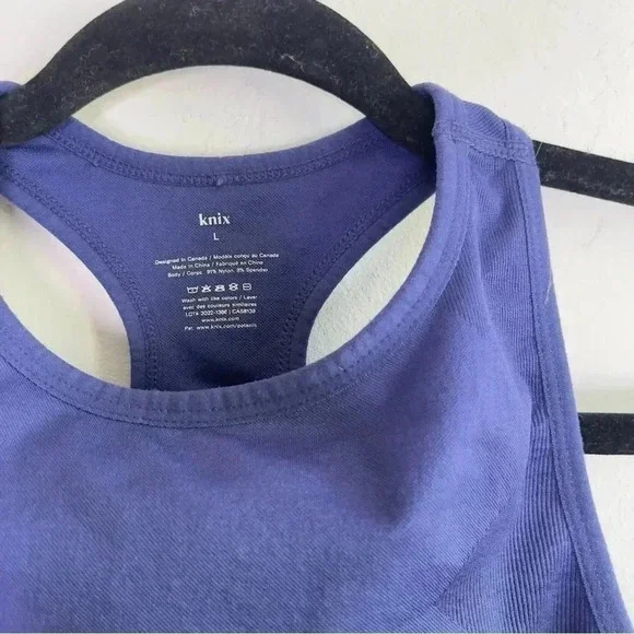 Knix High Neck Seamless Bra True Blue Cropped Stretch Athleisure Size Large - Picture 3 of 6